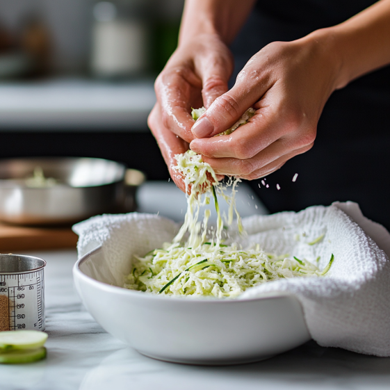 Squeezing Zucchini for Keto Bread